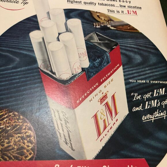 Vintage 50s Double Ad: Beer on one side & LM Cigarettes on the other; Ephemera - Picture 11 of 12